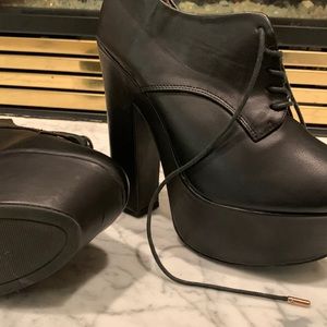 Black Leather cow girl high heels